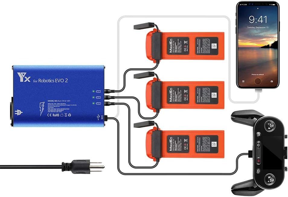 Hanatora Battery Charger for Autel Robotics EVO 2/II, EVO II Pro,EVO II Dual Drone and Remote Conteller,Rapid Multi Parallel Charging Hub Accessories: Toys & Games