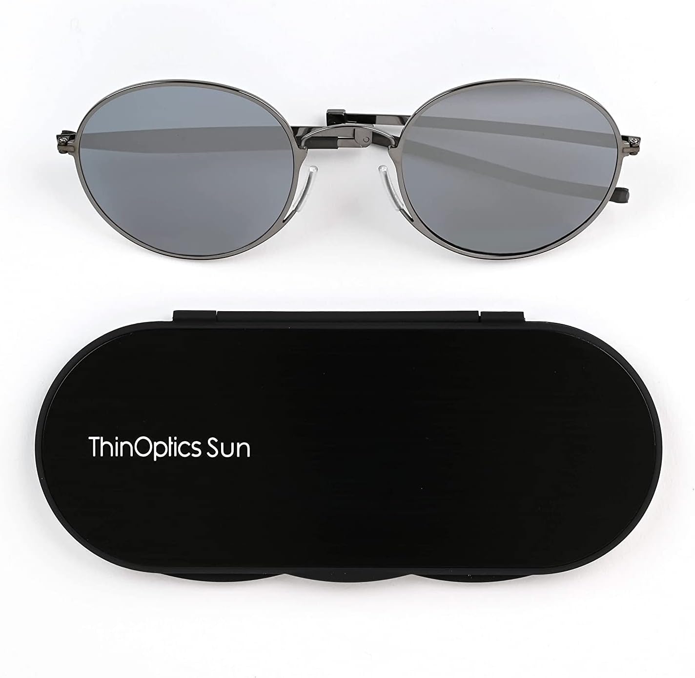 ThinOptics Round Sunglasses, Gunmetal/Grey Flash Mirror Polarised