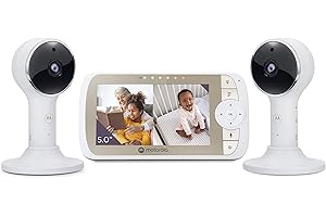 MOTOROLA NURSERY Motorola Baby Monitor VM65-5 WiFi Video Baby Monitor with 2 Cameras HD 1080p, Connects to Smart Phone App, 1000ft Long Range, 2-Way Audio, Remote Pan-Tilt-Zoom, Room Temp, Lullabies, Night Vision