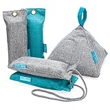 Charcoal Odor Absorber and Moisture Eliminator. Use as Shoe Deodorizer, in Car, Room or Closet. Natural Air Purifiers and Freshener, Non-toxic, Safe & Eco Friendly. Best Value 5 Pack