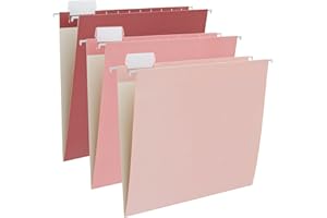 Y YOMA 6 Pack Gradient Hanging File Folders Letter Size Decorative Hanging Folder Pretty File Folder Organizer for Filing Cabinet Office Home with 1/5-Cut Adjustable Tabs, Cute Pink
