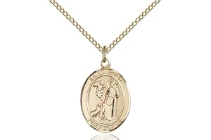 Bonyak Jewelry St. Roch Hand-Crafted Oval Medal Pendant in 14kt Yellow Gold-Filled