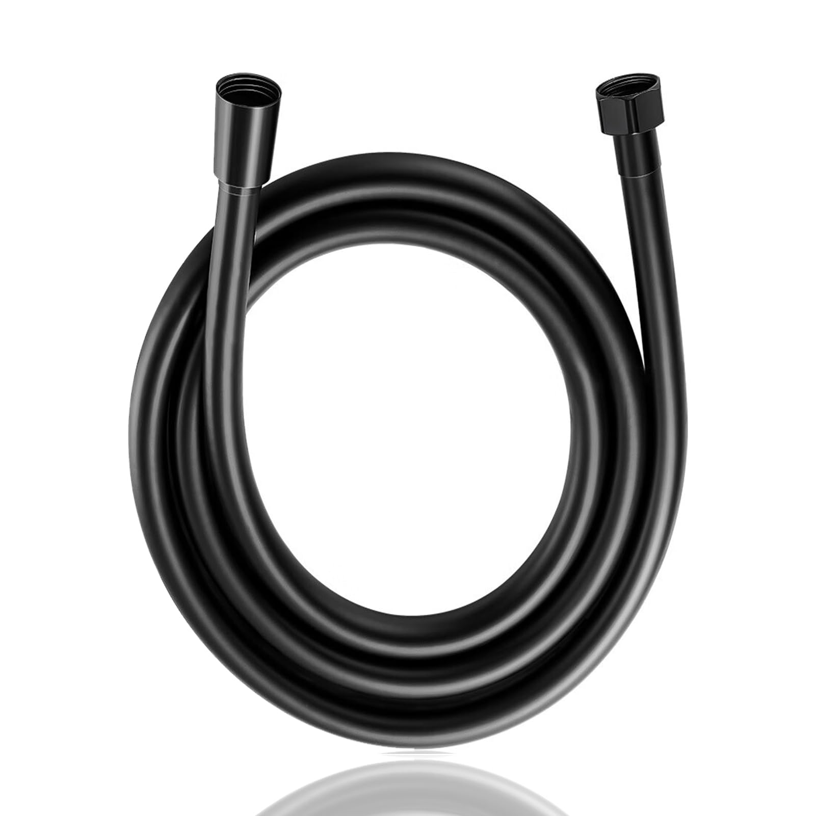 Oupukle Black Shower Hose - 1.5 m Five Layers Anti-Explosion Design, PVC Flexible Universal Shower Hose with Premium Double Brass Head, 150 cm(60 inch) Anti-Twist