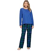 Casual Nights Women's Jersey Knit Long-Sleeve Top and Soft Flannel Bottom Pajama Set