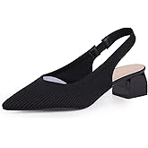 YEOJOU Slingback Heels for Women Comfortable Knitted Pumps Closed Toe Pointed Toe Dress Shoes Work