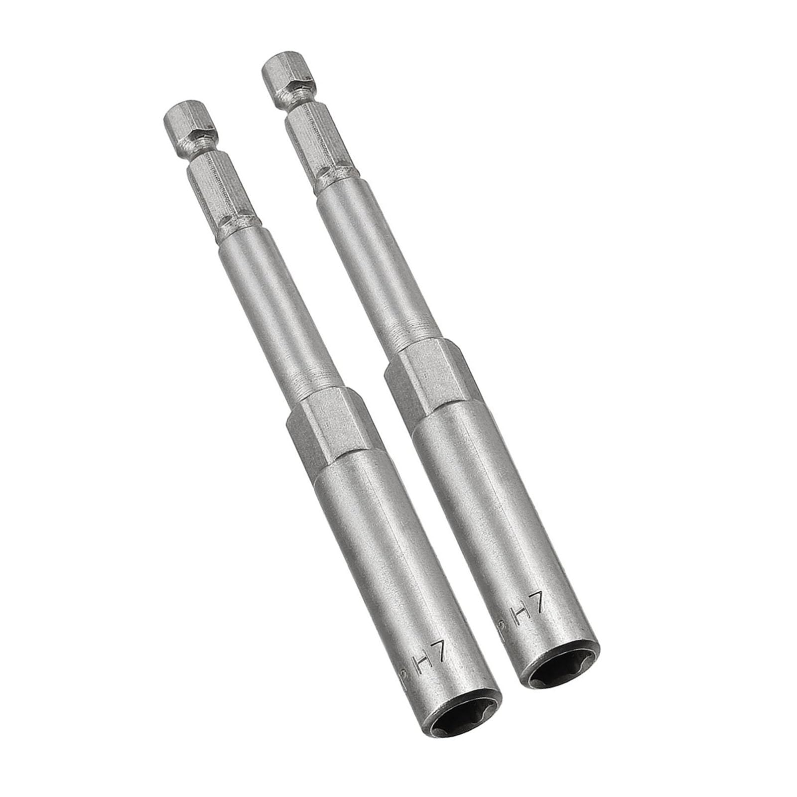 TOP-VIGOR 2Pcs 7mm Nut Setter Driver Drill Bit Set, 1/4 inch Hex Shank Quick Change, 100mm Length Metric Nut Driver Set for Woodworking, Auto Repairing, Machine Maintenance, Furnitures