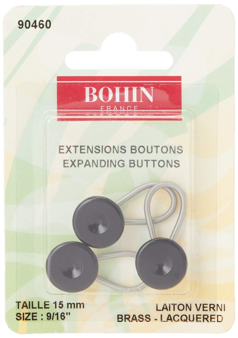 Bohin Expanding Buttons 15mm Black x3, One