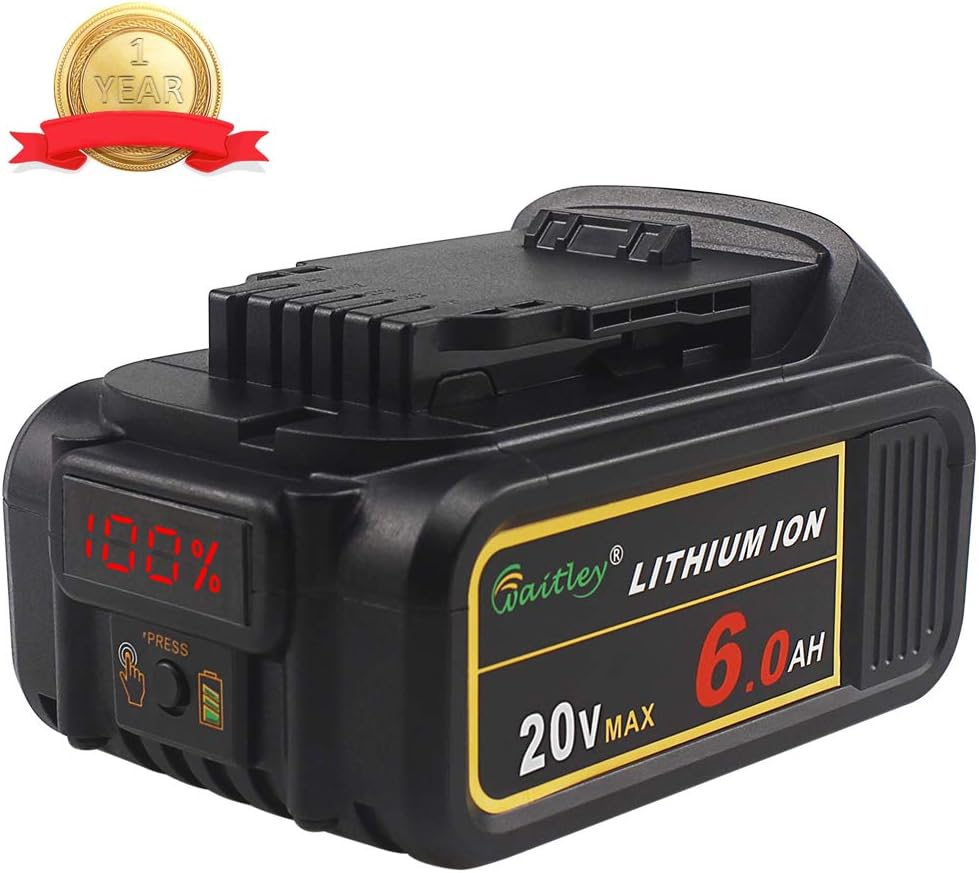 AOYAN DCB200 20V 6.0Ah Replacement Battery Compatible with Dewalt 20V Max DCB206-2 DCB-205-2 DCD/DCF/DCG/DCS Cordless Tools