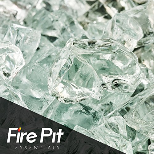 Fire Pit Essentials Fire Glass for Fireplace and Firepit Fireglass 10 Pound 1/2 Inch Clear with Slight Aqua Tint