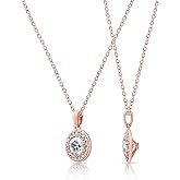 Amazon Essentials Platinum Plated Sterling Silver Halo Pendant Necklace set with Round Cut Infinite Elements Cubic Zirconia, (previously Amazon Collection)