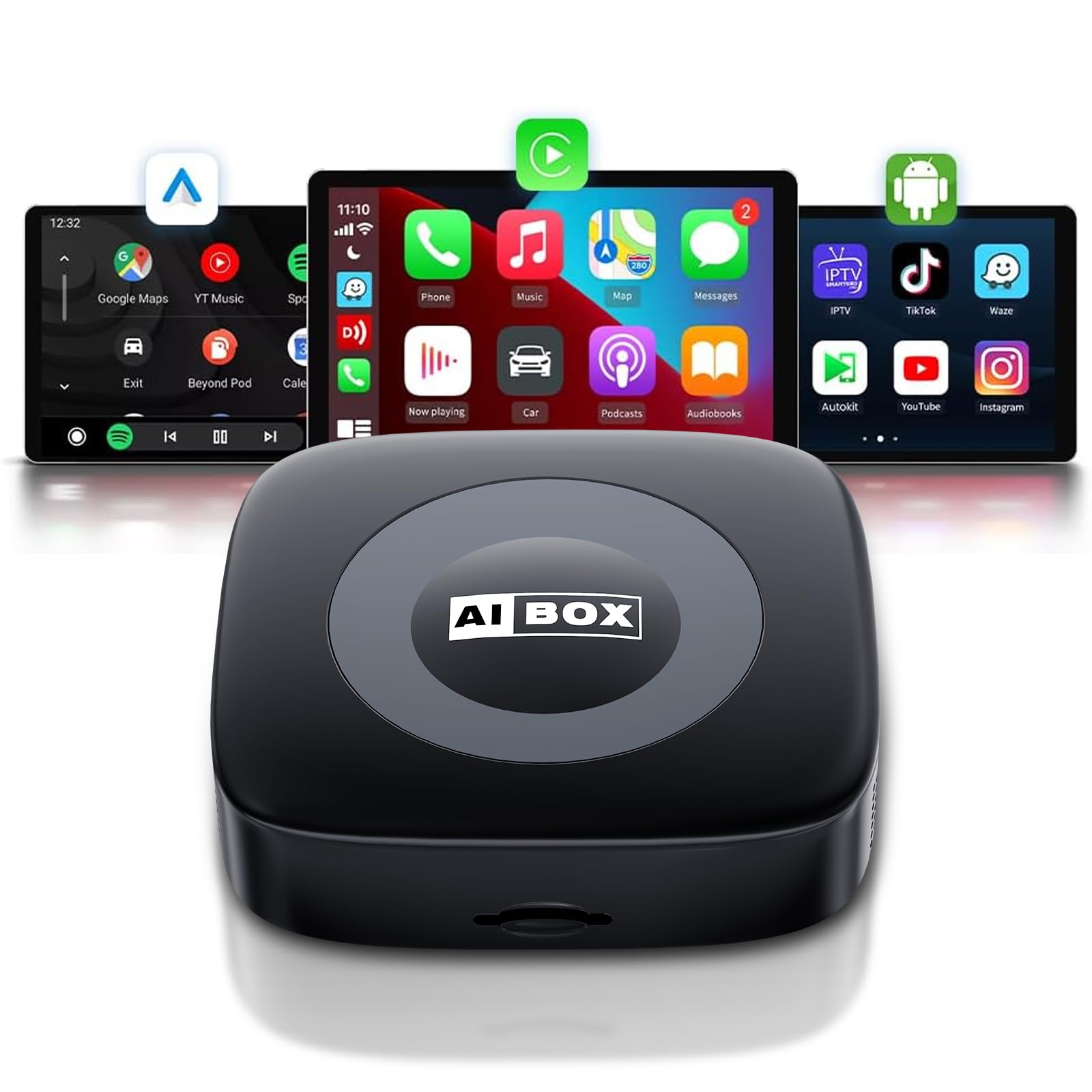 Photo 1 of WhyBox Wireless Carplay Adapter with Netflix/YouTube Ai Box for iPhone & Android Auto Supports TF Card Plug & Play Car Play Video Entertainment Box Fits for OEM Wired CarPlay Cars