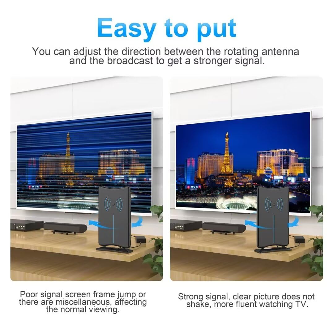 2024 Version Amplified HD Digital 'Matrix' TV Antenna Long 580 Miles, Support 4K 1080p Fire tv Stick and All Older TV's Indoor HDTV Local Channels, Signal Booster - 16.5ft Coaxial Cable