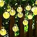 [21ft 30 Led] Solar Outdoor String Lights Globe\ Fairy Crystal Outside Hanging Lighting, 8 Mode (Steady, Flash), Waterproof, Halloween Decoration, Patio, Garden, Yard, Christmas Tree (Warm White)