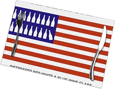 Apenado rojo blanco y azul copa de vino bandera americana manteles