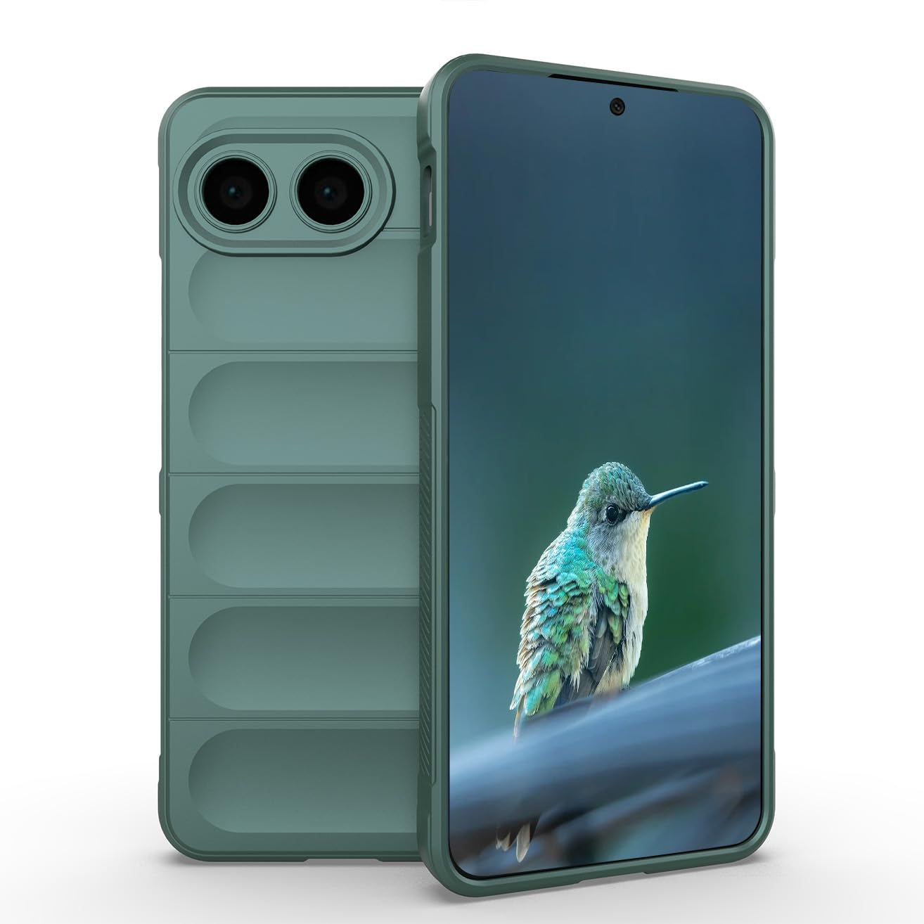 YUEQIAN Case for OnePlus Nord 4 5G, Heavy Duty Double Airbag Liquid Silicone TPU Bumper Shockproof Case, Ultra Thin Soft Flocked Lining Anti-Scratch Cover, Green