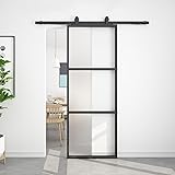 BARNSMITH 36in x 96in Frosted Glass Barn Door and