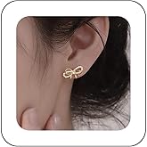 Yheakne Vintage Crystal Bow Pearl Earrings Gold Bow Pearl Stud Earrings Rhinestone Bow Knot Earrings Paved Cz Bowtie Earrings Jewellery for Women