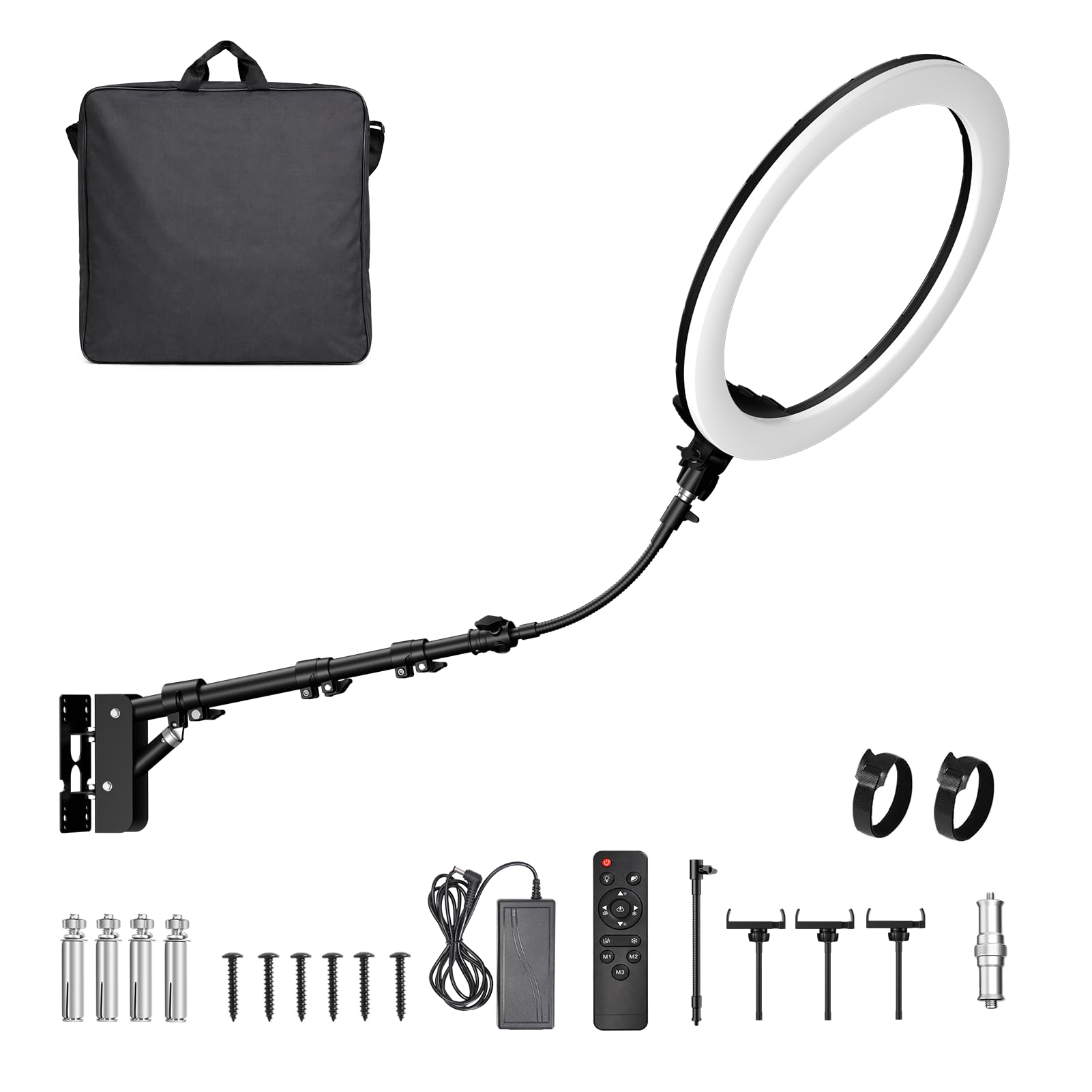 EMART 21’’ Ring Light Wall Mount with Phone Holder, Rotatable Boom Arm Overhead Light Stand with Remote Control for Photography Lighting Studio, Live Streaming, Salon, Barber Light, Beauty Tattoo