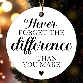 Retirement Gifts for Women Men, Thank You Ornaments Gifts, Retired Ornaments for Coworker, Friend, Boss, Never Underestimate The Difference You Made Thank You Ceramics Christmas Ornaments