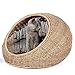 D+GARDEN Wicker Cat Bed Dome for Medium Indoor Cats – a Covered Cat Hideaway Hut of Rattan Houses Pets in Dome Basket, Washablethumb 3