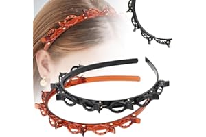 Headband with Clips 2 Pcs Bangs Hairstyle Hairpin Headband with 8 Clips Each, Multi Layer Toothed Braid Tool for Easy DIY Hai