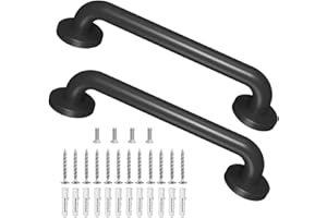 SAHANS Metal Industrial Stairs Grab Wall Handrail Staircase Steps Indoor Exterior Outdoor Deck Hand Rail Safety Grab Bar (Matte Black) Handle for Stairs Bars Wall Elderly Grab Frame Pipe (12 Inch 2 Pack)