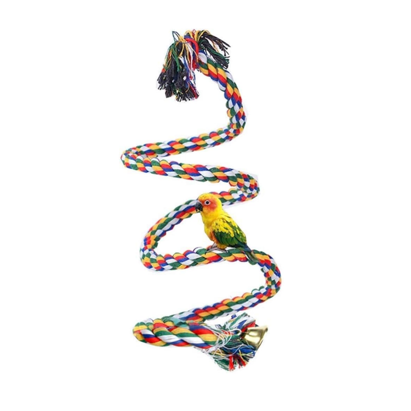 Cotton Colorful Bird Parrot Perch - Standing Rope Swing Toys, 100CM (39 Inch) for Parrot/Parakeet/Cockatiel
