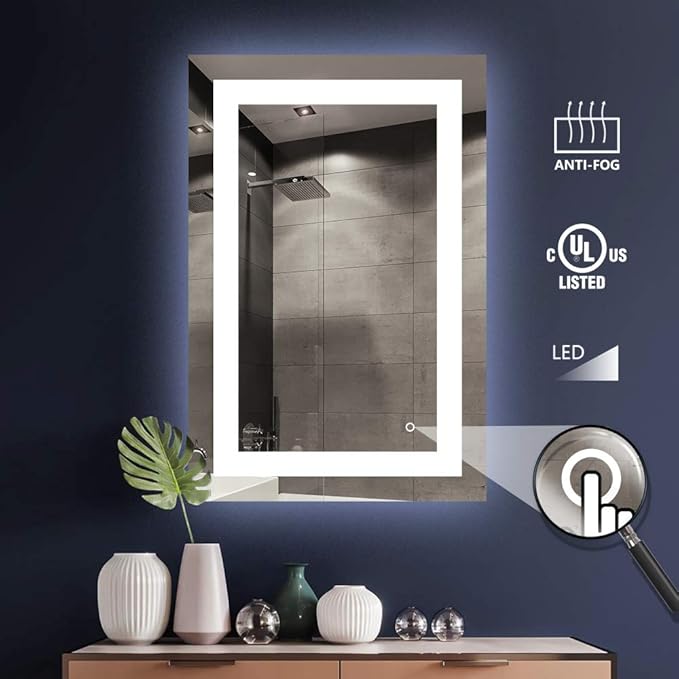 KIVA RHYME LED Lighted Bathroom Wall Mounted Mirror, IP44 Waterproof