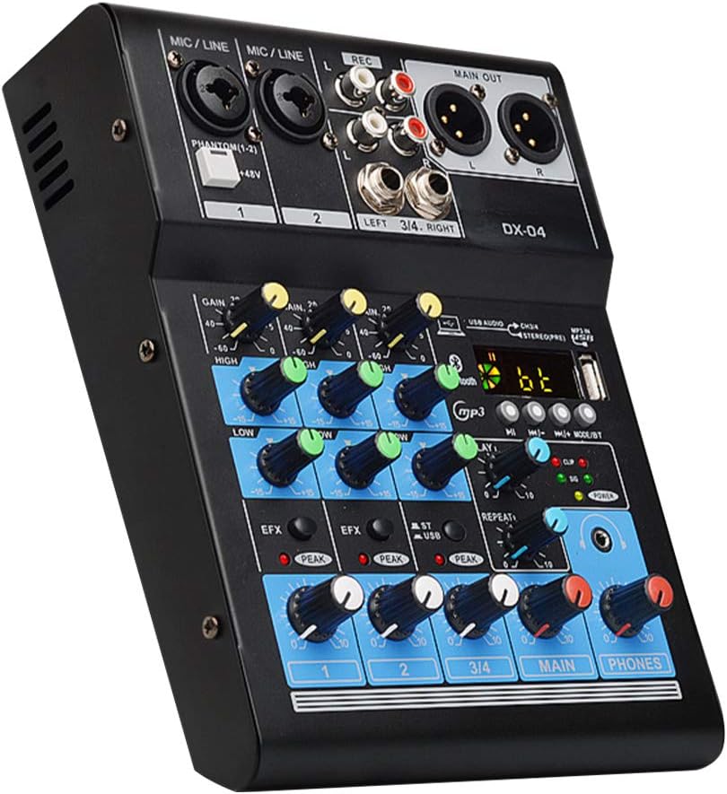 Audio Mixer DJ Small 4 Channel KTV uetooth Record B Karaoke Sound Card Professional Stereo Portable Mixing Console Home
