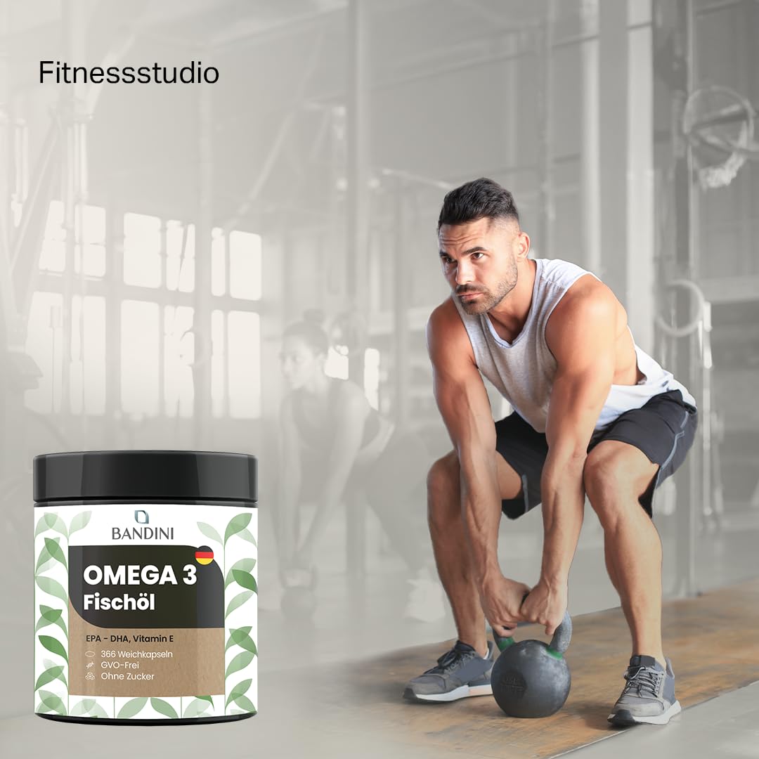 Bandini® Omega 3 | 366 Softgels, 2000 mg reines Fischöl mit 600mg bioaktiven Triglyceriden EPA und DHA | Fettsäuren für Herz und Gehirn | 2 Softgels/Tag für 6 Monate Versorgung | hochdosiert, GMO-frei 4
