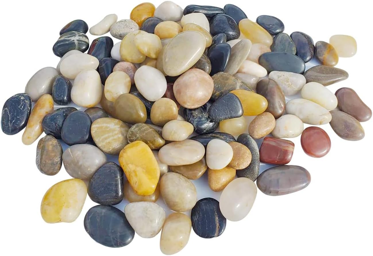 Hardscaping Materials - 2 Pounds Pebbles Polished Gravel, Natural Polished Mixed Color Stones, Small Decorative River Rock Stones (32-Oz)