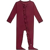 GUISBY Baby Footies Ruffle Pajamas, Soft Long Sleeve with 2 Way Zipper Sleepers