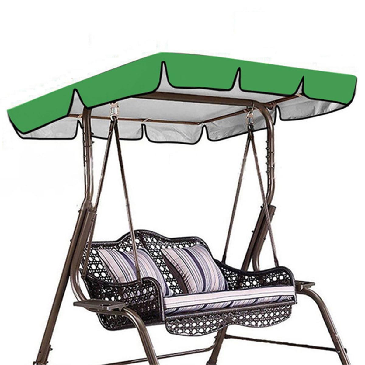 ZONADAH Replacement Canopy for Swinging 164x114x15cm Garden Swing Chair Cover UV Resistant Sunshade for Seat 2 Or 3 Seater Outdoor Waterproof Dustproof Cover Green