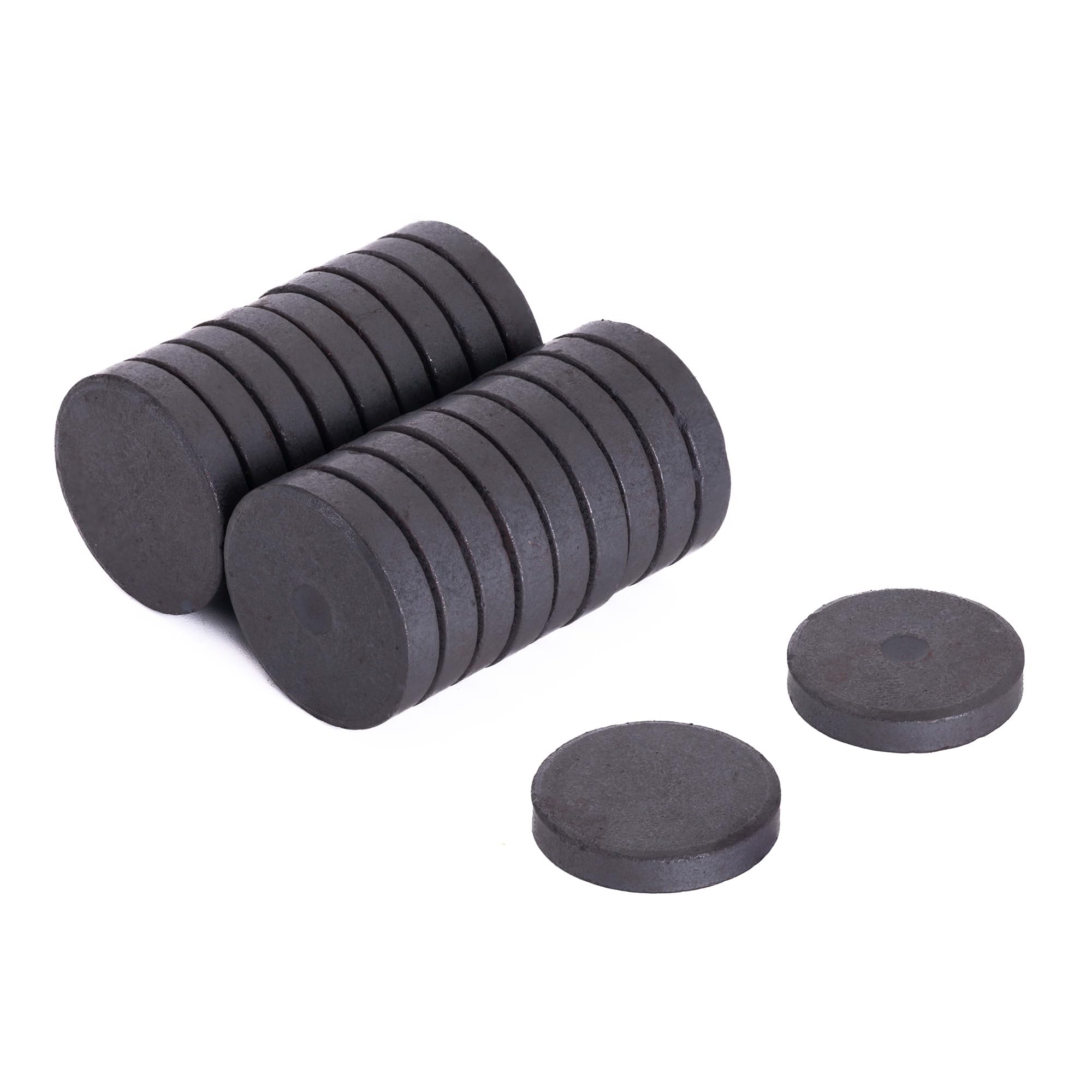 Y10 Ferrite Magnet for Arts, Craft, Science and DIY - 25mm dia x 5mm thick - 0.6kg Pull - Pack of 20