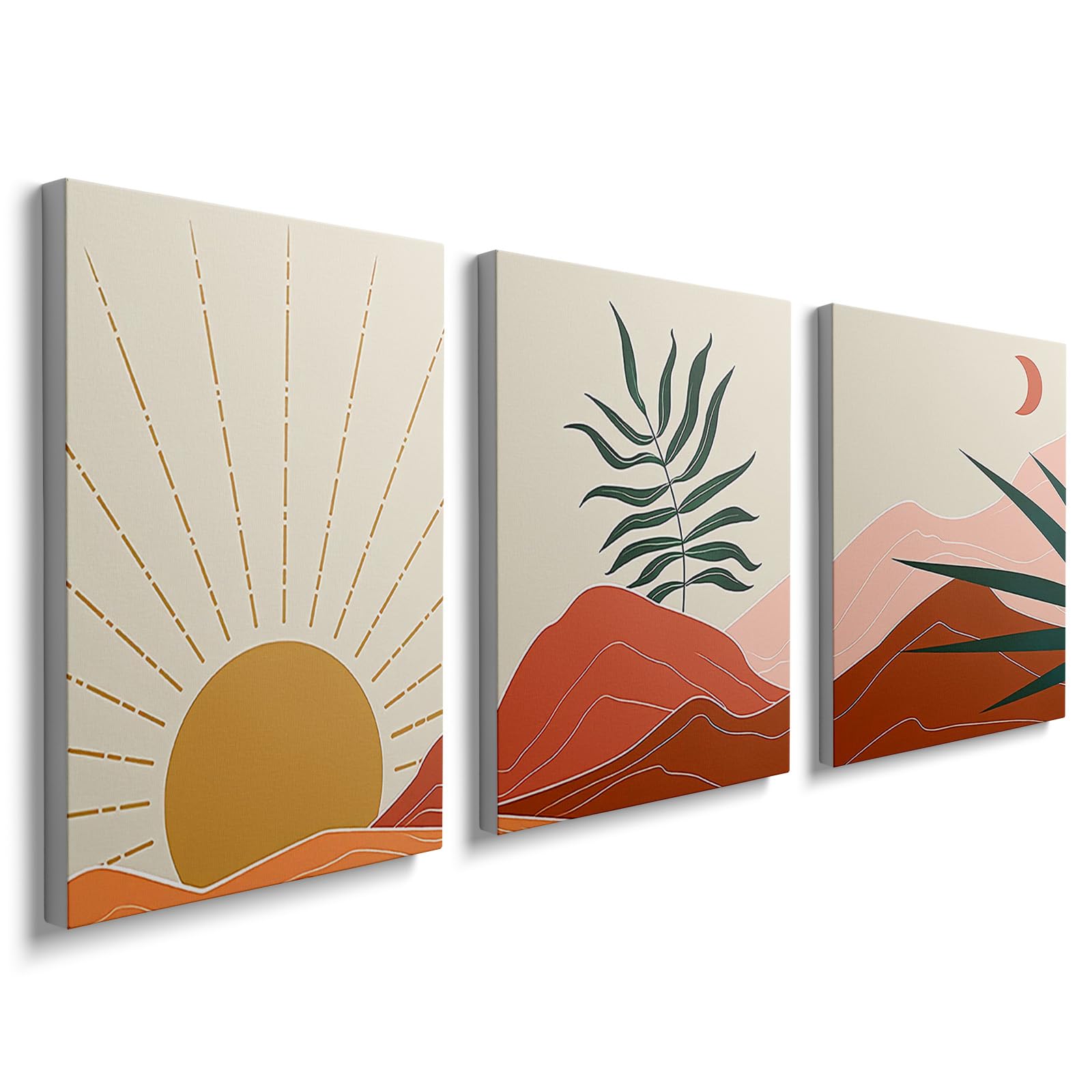 Canvas Frame Boho Art Prints - Wall Decor Pictures for Home Set of 3 Poster Artwork YH1805