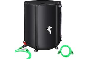 MATALDE Rain Barrel Water Collection System 53 Gallon - Collapsible Portable Water Storage Tank,Rainwater Collect System Downspout, Water Catcher Container with Filter Two Spigots and Overflow Kit