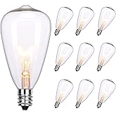 Konictom ST38 Edison Replacement Light Bulbs, 7W Clear Glass String Lights for Outdoor Patio Garden Wedding Decor, C7/E12 Screw Base, 10 Pack