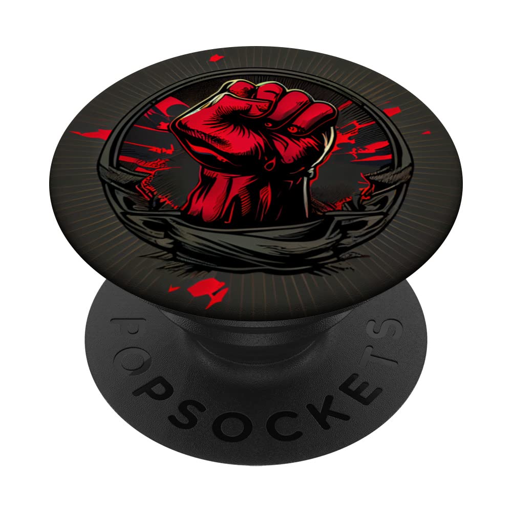 Raised Fist Red Grey PopSockets Swappable PopGrip
