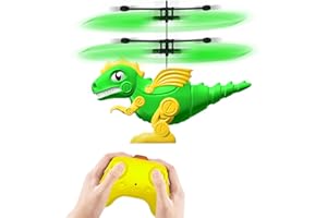 Tcvents Dinosaur Toys for Kids 5-7, Flying Dinosaur Toy Mini Drone Remote Control Helicopter for Boys 6 7 8-12 Years Old Rechargeable Rc Helicopter Indoor Flying Toys with LED Lights