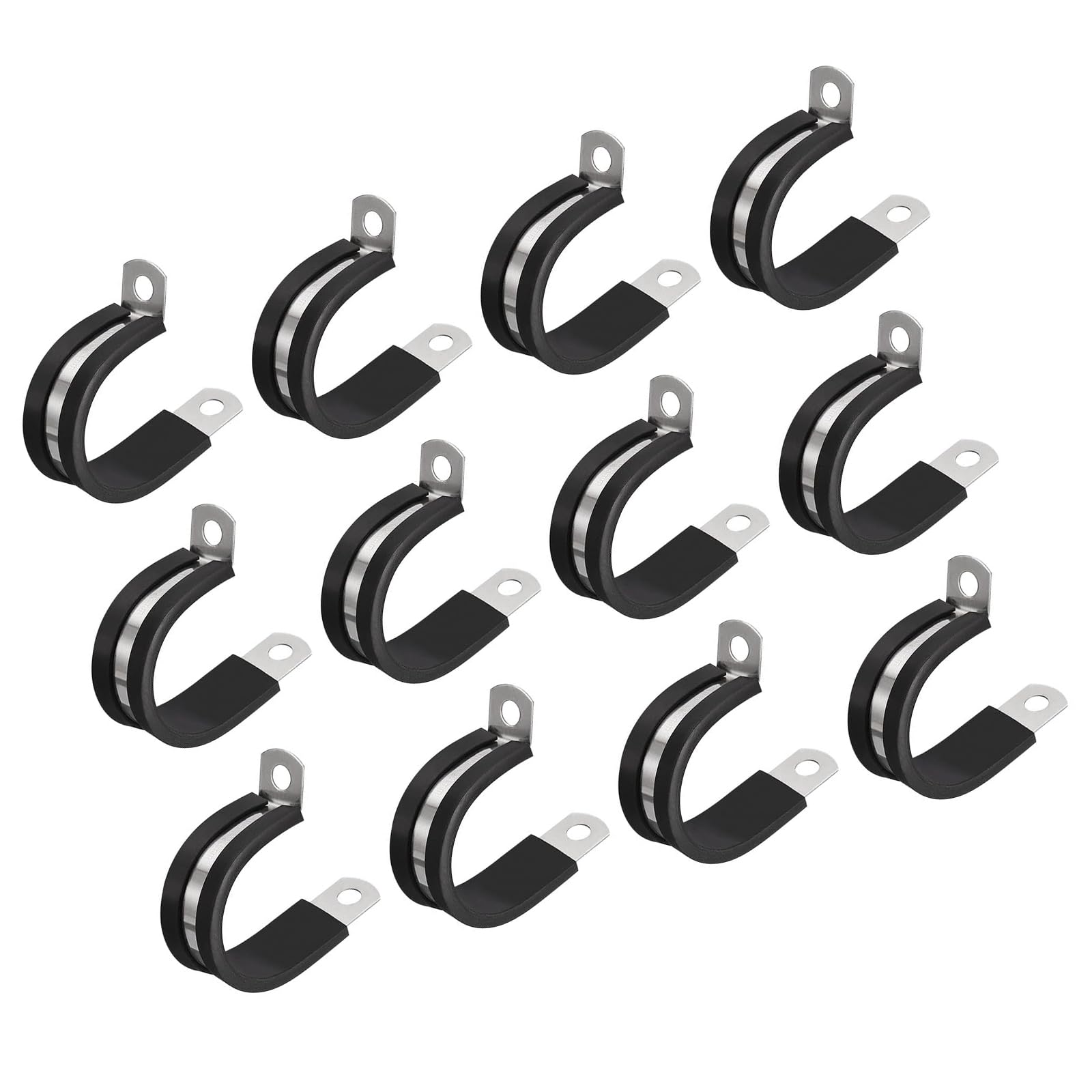 MACHSWON 24Pcs 1-1/8 Inch(28mm) Cable Clamp, Rubber Cushioned Insulated Clamp 304 Stainless Steel R Shape Bracket Metal Pipe Clamp Tube Holder for Wire Hose Tube