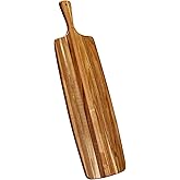 TEIBVG Acacia Wood Cutting Board and Large Charcuterie Board with Handle - Long Serving Board for Veggies, Bread, Cheese Board, Appetizers, and Picnic Celebrations, 24x7 Inch