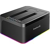 Inateck RGB USB 3.0 USB-C Port Hard Drive Docking Station with Offline Cloning, for 2.5/3.5 Inch SATA HDDs and SSDs, 2 x 20TB Dual Bay Docking Station, UASP Supported, SA02003C