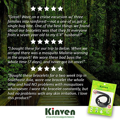 Kinven Original Mosquito Repellent Bracelet Natural DEET FREE Insect Repellent Bands, Anti Mosquito up to 360Hrs Protection Outdoor and Indoor, for Adults & Kids, 12 bracelets, Color Brown