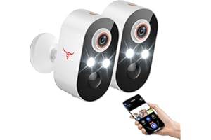 HotFun Security Camera Wireless Outdoor, 1080P Battery Power WiFi Surveillance, Indoor Home Cameras with Smart AI Human Detection, Color Night Vision, Cloud Storage, Live View (2 Pack)