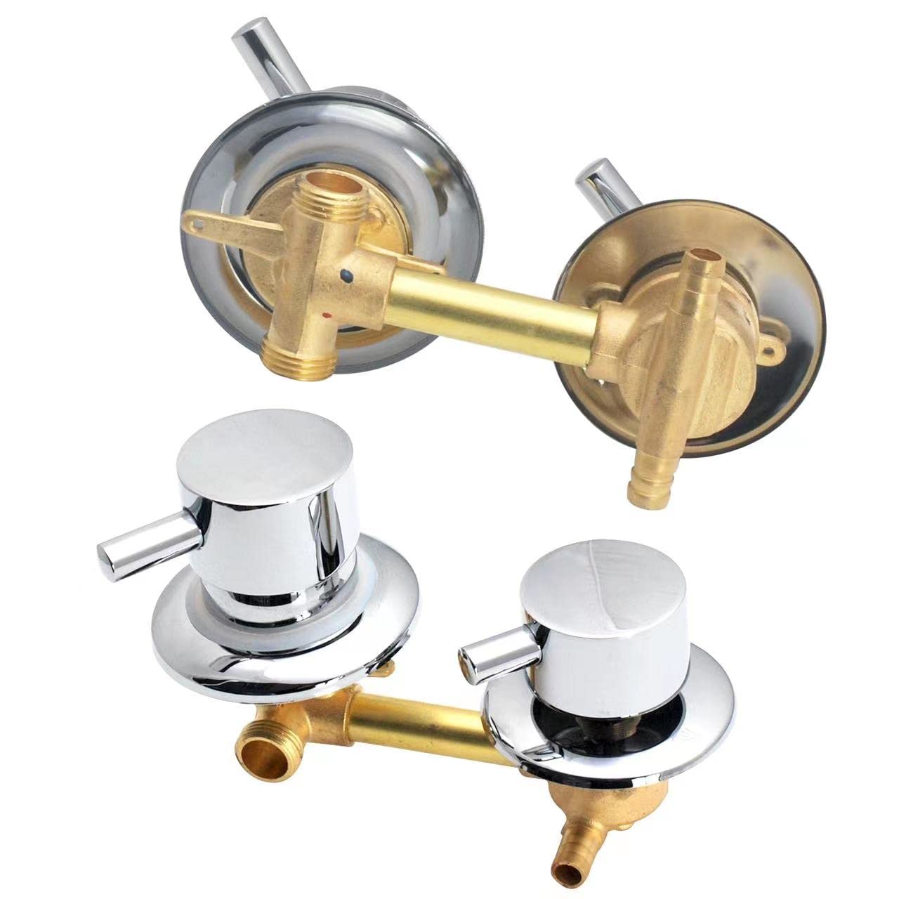 2/3 Way Concealed Shower Mixer Tap, Brass Shower Faucet with Ceramic Cartridge, Water Outlet Mixer Valve Center Distance 10cm/12.5cm/14.5cm, G1/2",Intubation 2 Way 10 cm