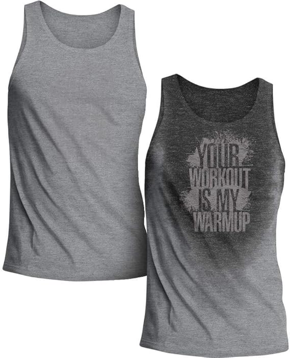 Amazon.com: Sweat Activated Technology Motivational Men's Tank Top, My Warmup Athletic Heather 