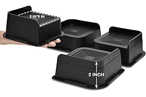 shouwuhho Bed Risers 2 inch, 3 inch, 4 inch, 6 inch, 8 inch, Oversized Furniture Risers, Bed Lifts Risers Support up to 6,000 Lbs for Bed Frame, Table, Couch, Sofa, Chair (Black 4 Pack, 2 inch)