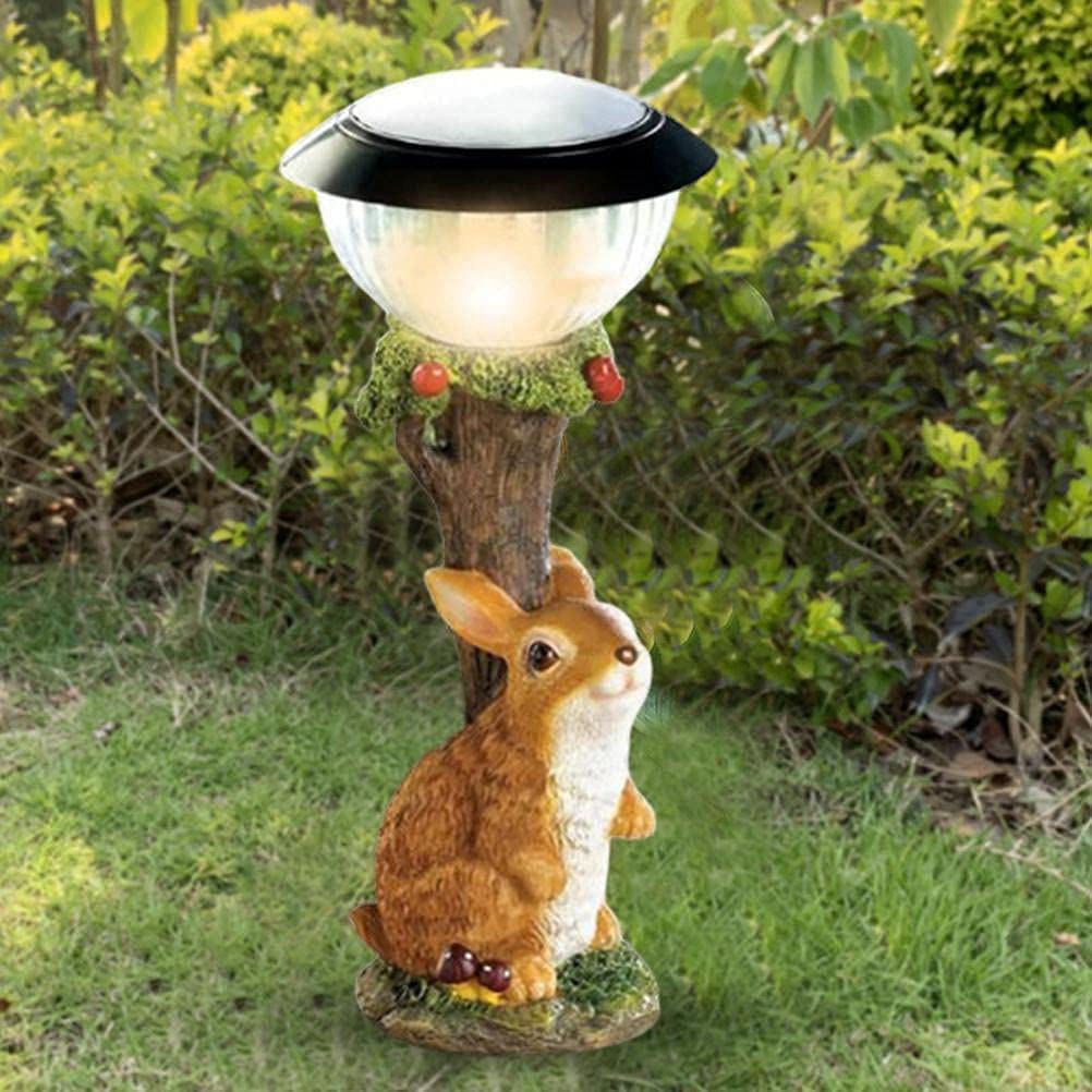 Garden Animal Statues, Light Resin Animal Statues for Outdoor Garden Statue, Solar Animal Lights, Home Outdoor Decoration (Rabbit)