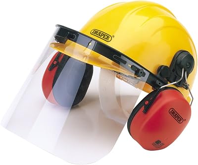 Draper 69933 Safety Helmet Ear Defenders Visor Yellow PPE Work