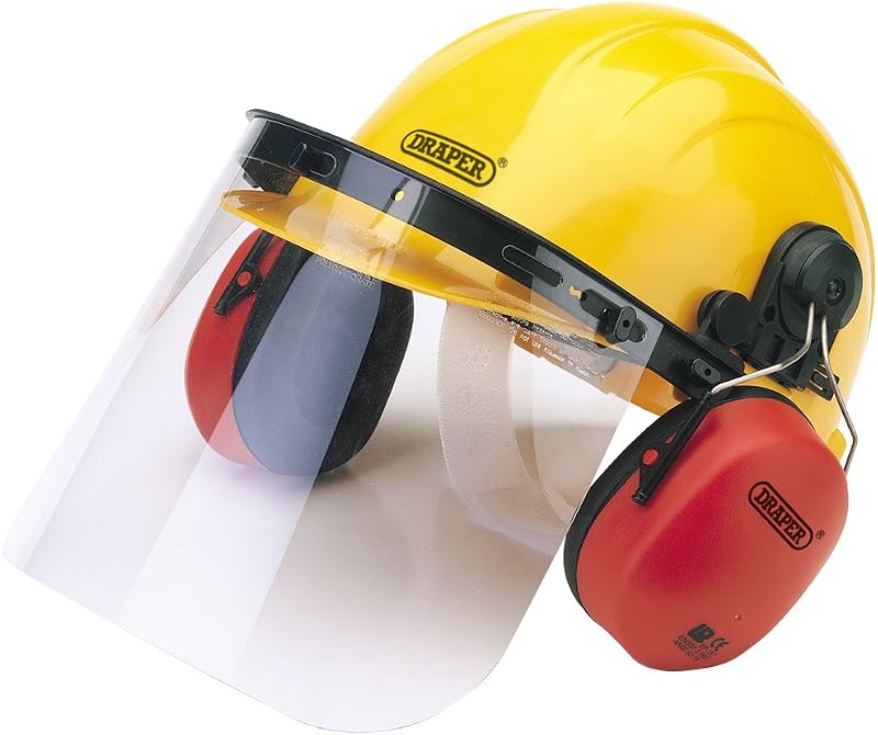 Draper 69933 Safety Helmet Ear Defenders Visor Yellow PPE Work